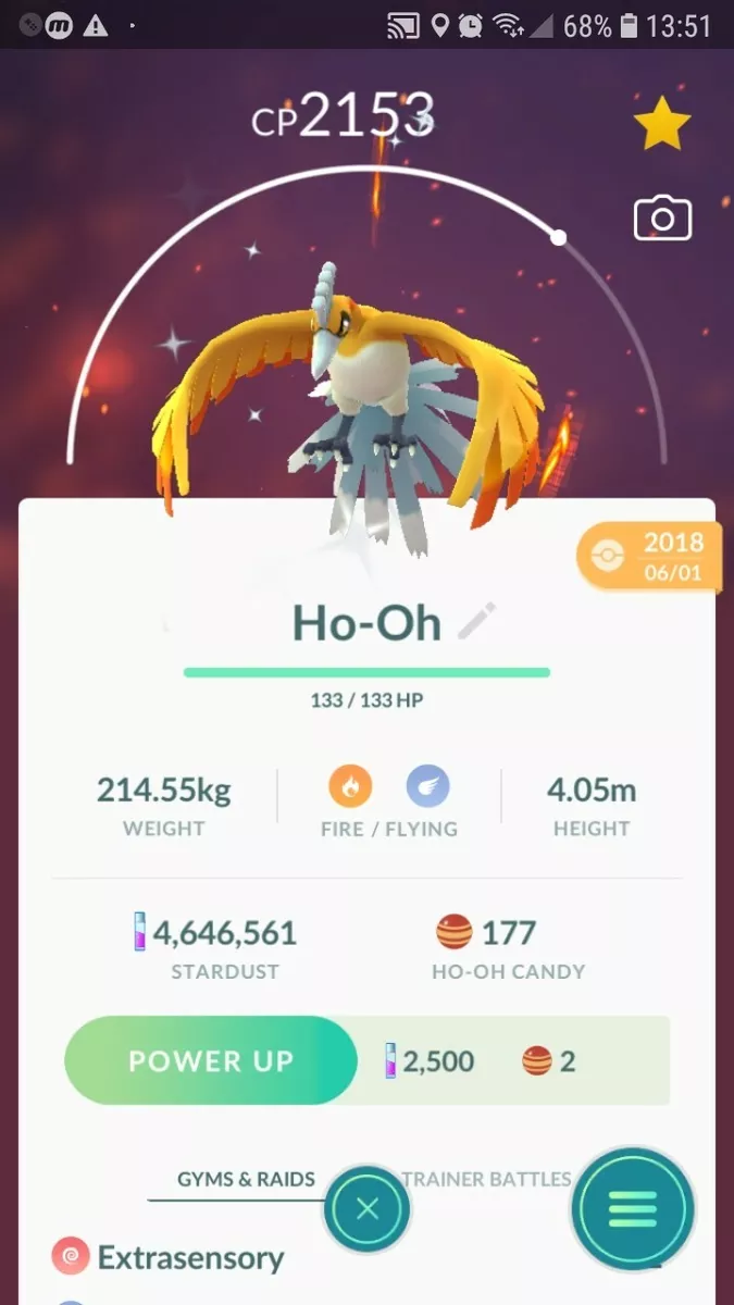 My Ho-Oh dropped in CP a couple of hours after being caught : r/pokemongo