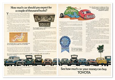 Print Ad Toyota How Much Car Your Money Can Buy 1973 2-Page Advertisement