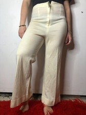 Vintage Handmade Cream Flare Pants Size 12 32" Australian made