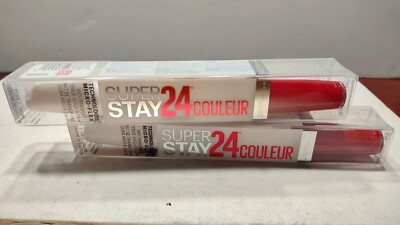 Pair of Maybelline Super Stay 24 Color Lip Balm Top Coat  035 Keep it Red - NIB