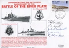 WW2 Battle of the River Plate cover signed by FIVE veterans from HMS Exeter