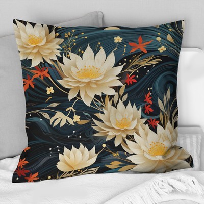 Designart ''Beige Lotus Spiritual Harmony Zen'' Floral Printed