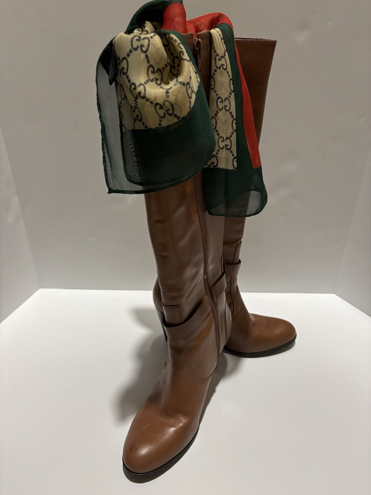 Antonio Melani Women's size 8 high heel leather boots Cognac Triumph F19