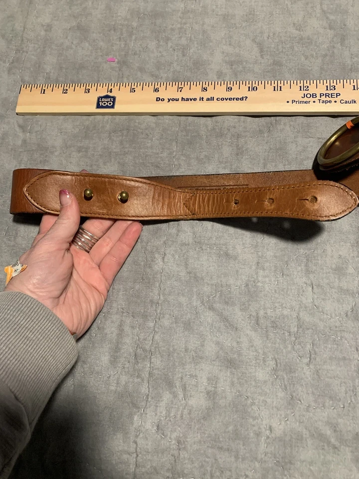 Cinturón Corsé Ancho Cuero Marrón Medio The J. Peterman Company Hebilla Tono Latón Foto 4 de 4