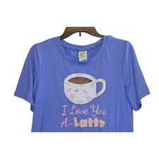 Nite Nite by Munki Munki Ladies Blue "I Love You A-Latte" Pajama Set, Size Small