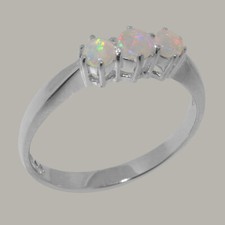 Massiver natürlicher Opal Damen-Trilogie-Ring 9 kt Weißgold – Größen J bis Z