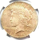 1934-S Peace Silver Dollar $1 Coin - Certified NGC AU Details - Rare Date!