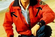 FANCY DRESS HALLOWEEN COSTUME BAYWATCH LIFE GUARD iron-on 2-PATCH SET