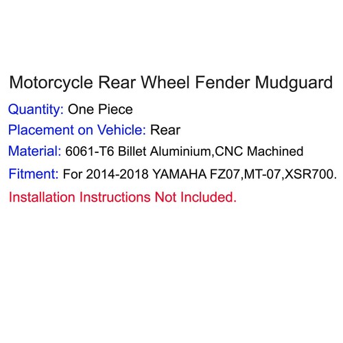 Rear Tire Hugger Fender Mudguard Mudflap For YAMAHA FZ07 MT-07 XSR700 2014-2024 - Picture 2 of 12