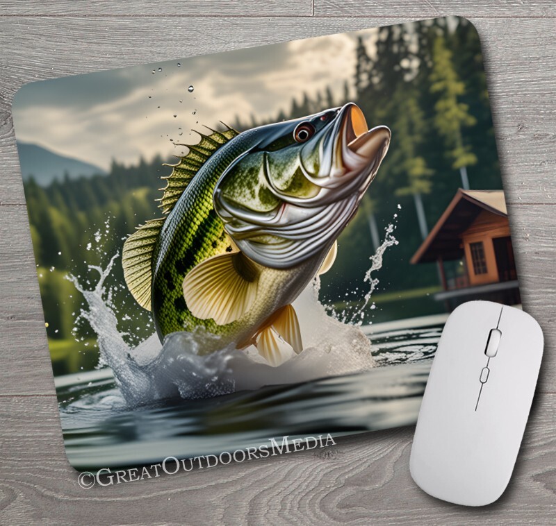 Largemouth Bass Fishing Mousepad PC Mouse Pad THICK Gift Fisherman