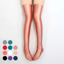 2021NEW Color Women Glossy Stocking Spandex Stretch Shiny Satin Thigh High Sock