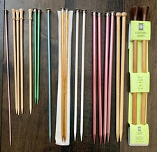 Straight Knitting Needles in Various Sizes, 9 Pairs Plus 2 Single Needles