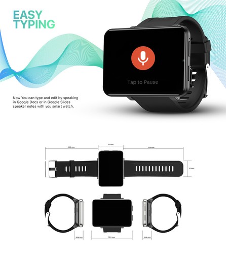 2.86" 4G LTE Smart PAD Watch Phone Android7.1 SIM GPS WIFI 5MP Camera 3+32G C9E2 - Photo 3 sur 12