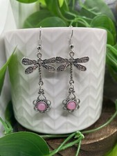 2.5  Silver-tone Bead Dragonfly Dragonfly Dangle Earring Set New Free Ship B4951