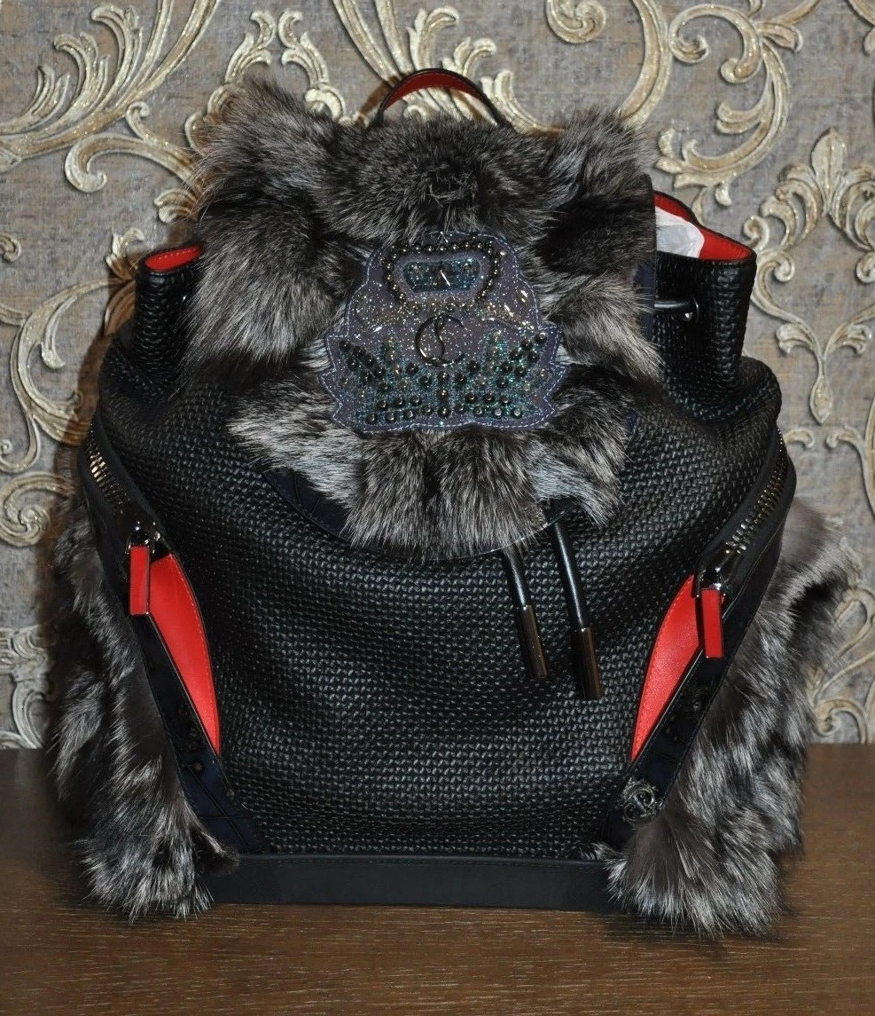 AUTHENTIC NEW CHRISTIAN LOUBOUTIN EXPLORAFUNK FOX FUR BACKPACK eBay