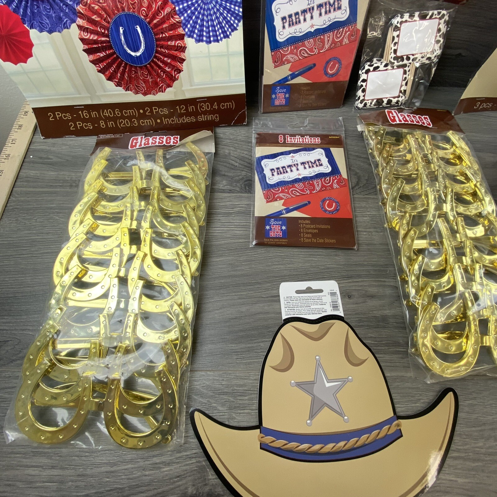 Lot Of 14Cowboy Cowgirl Rodeo Western Birthday Party Supplies