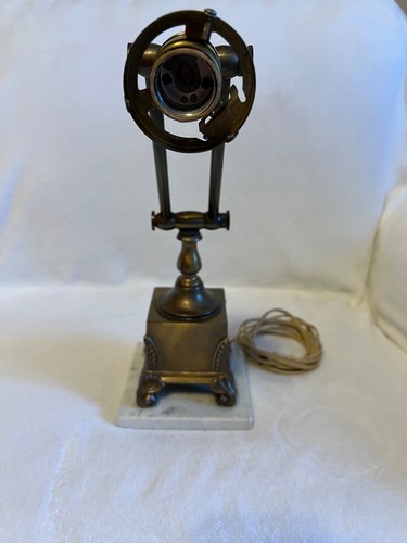 Vintage Heavy Brass Lamp with Marble Base 16.5" - Picture 2 of 11