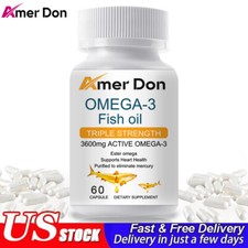 Omega 3 Fish Oil Capsules 3x Strength 3600mg EPA  DHA, Highest Potency 120Pills