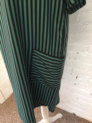 Gerard Darel silk mini shift dress green black stripe size 42 | eBay