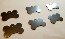 PET TAGS BONE PEWTER COLOR 4.0cm ID 2 SIDE DIAMOND ENGRAVE DOG CAT NAME TAG