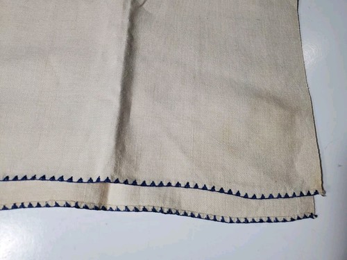 Vintage Leinen Geschirrtuch Handstickerei Vögel Pfauen Blumen Elfenbein 17x28" Vintage - Bild 6 von 11