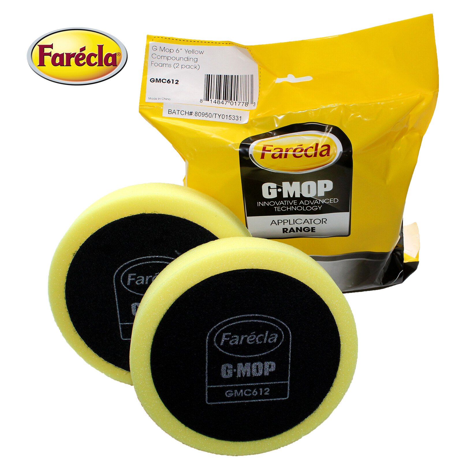 Farecla G MOP 6"" Compounding Foam Pads 150mm Yellow (Pack of 2) GMC612