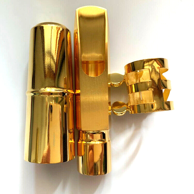 Boquilla de saxofón alto chapada en oro hecha a mano tamaño 5-9 con ligadura bonita 2025 EE. UU.