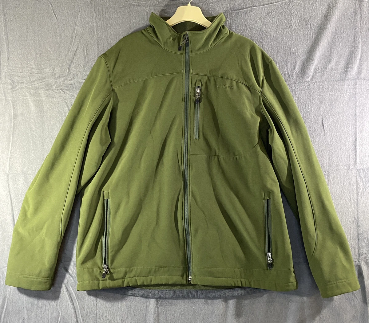 LL Bean Jacket Mens XXL Tall Green Full Zip Perfomance Pockets Adult Coat 2XL