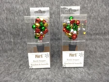 Pier 1 Imports Wine Bottle Stopper Christmas Jingle Bells NEW IN BOX Set of 2