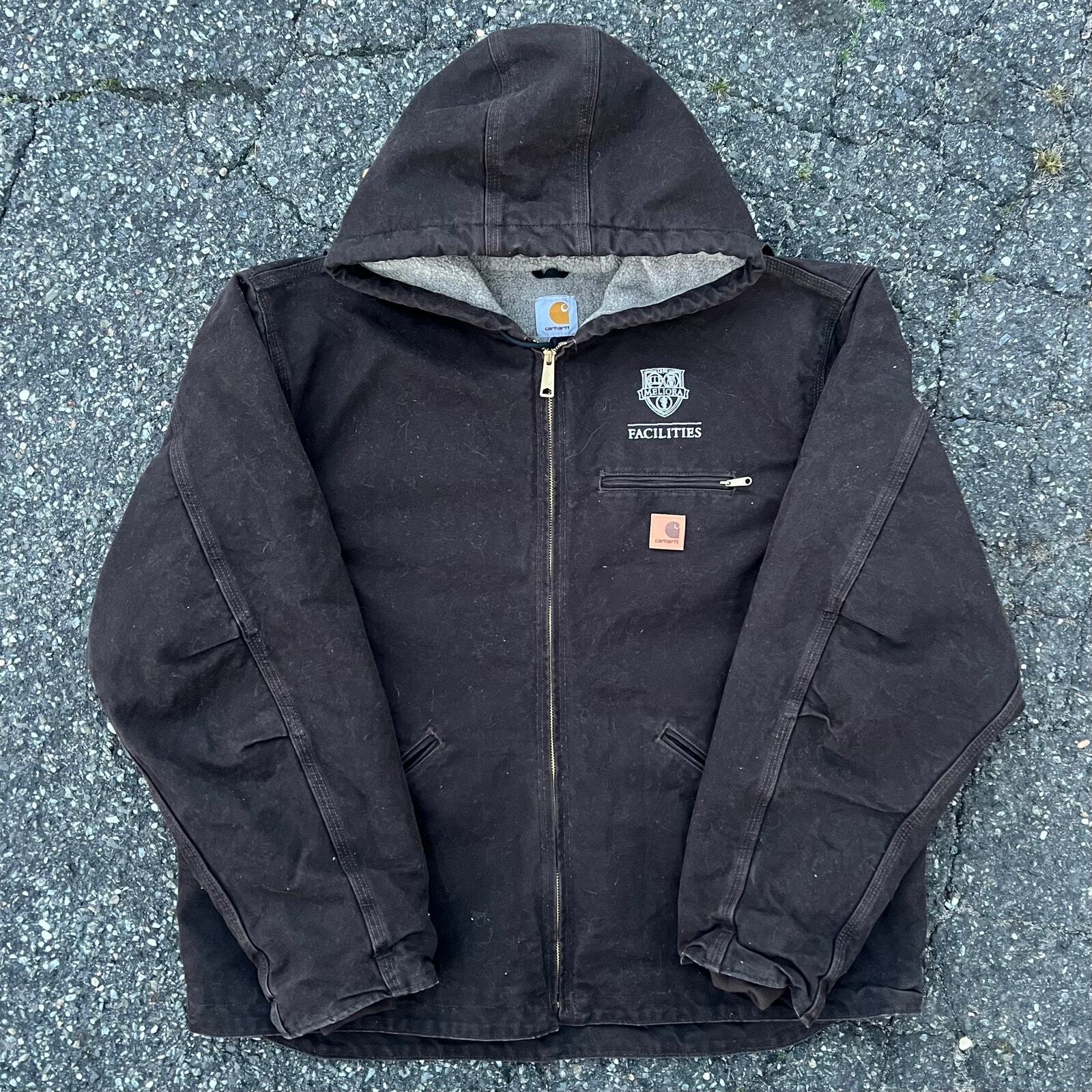 Vintage brown j141 y2k carhartt hooded work wear jacket