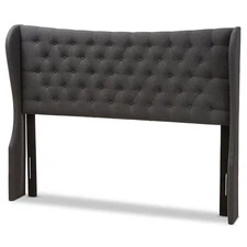 Baxton Studio Cadence King Winged Panel Headboard in Dark Gray