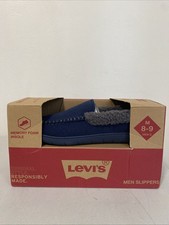 New Levi's Slippers Mens Size 8-9 Blue Moccasin Memory Foam Insole
