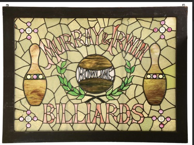 #ad #ad 1910s Stained Glass Murray And Irwin Bowling Pool Hall Antique Boston MA 47x35” $6500.00