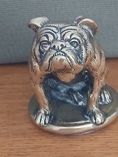 Bronze Car Mascot, in the form of a Bulldog on a circular base 9 cm tall.