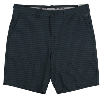PGA TOUR Flat Front Plaid Print Golf Shorts sz 38 Caviar Gray