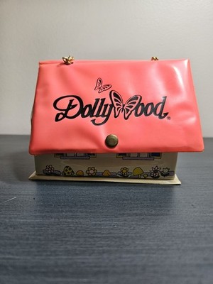 Vintage Dollywood Souvenir Novelty Cabin Cottage House Shape Purse Pink Vinyl