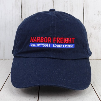 #ad Harbor Freight Hat Employee Design Dark Navy Blue Quality Tools $24.99