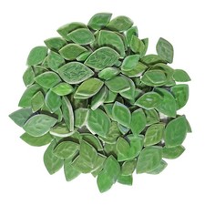 1.1LB Random Iridescent Leaves Ceramics Mosaic Tiles, Making Small, Green