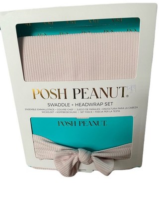 Posh Peanut Soft Pink Swaddle Blanket Headband Bow Set Bamboo Viscose