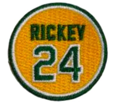 Rickey Henderson Memorial Jersey Patch  ~ A's Athletics ~ Dark Green Border