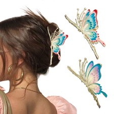 Large Non-Slip Metal Sparkly Butterfly Hair Jaw Clips for Women - Strong Hold...