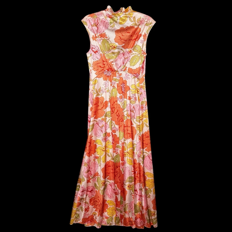 Vintage 70s VANITY FAIR Floral Long Nightgown Size 36 NYLON Maxi Dress Silky - Image 2 of 4