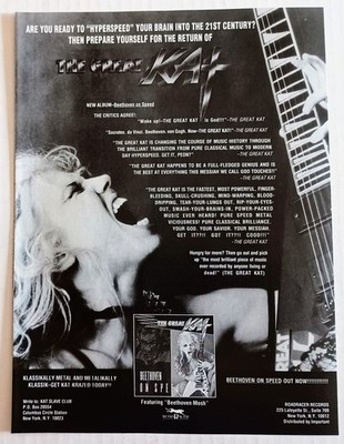 THE GREAT KAT~BEETHOVEN ON SPEED~1991 ALBUM PROMO~PRINT AD ADVERT POSTER PINUP