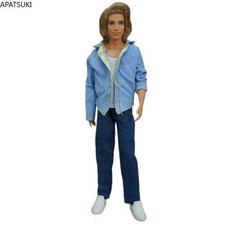 3pcs/set For 1/6 Doll Clothes For Boy Dolls Outfits Blue Coat White Vest Pants