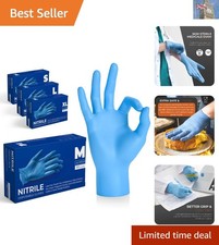 Extra Strong Blue Nitrile Gloves for Food Handling - 100 Count, Powder-Free