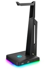 RGB Gaming Headset Stand with 2 USB Ports, Game Headphone Mount for PC, Xbox