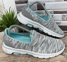 Skechers Go Walk 5 Wm Sz 6  Gray/Lt Blue Slip-on Comfort Shoes Sneakers 15904 EC