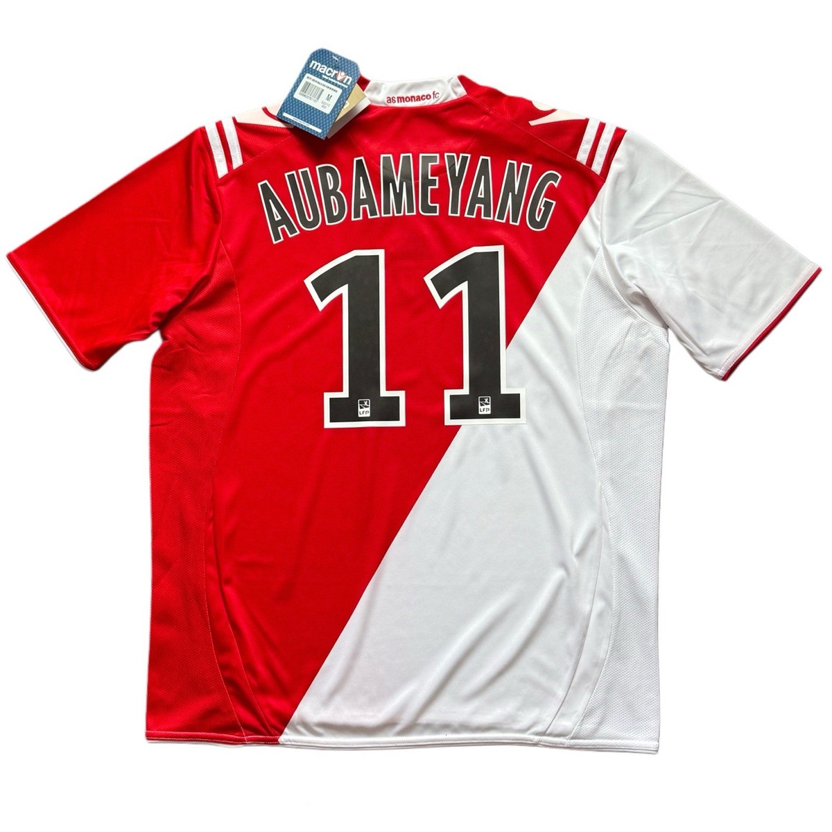 2010/11 Monaco Home Jersey #11 Aubameyang Medium Macron Soccer