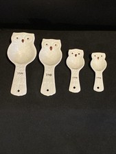 Owl Themed Measuring Spoons  Set of (4) White Ceramic Pier 1 Brand