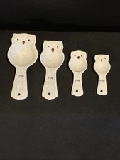 Owl Themed Measuring Spoons  Set of (4) White Ceramic Pier 1 Brand